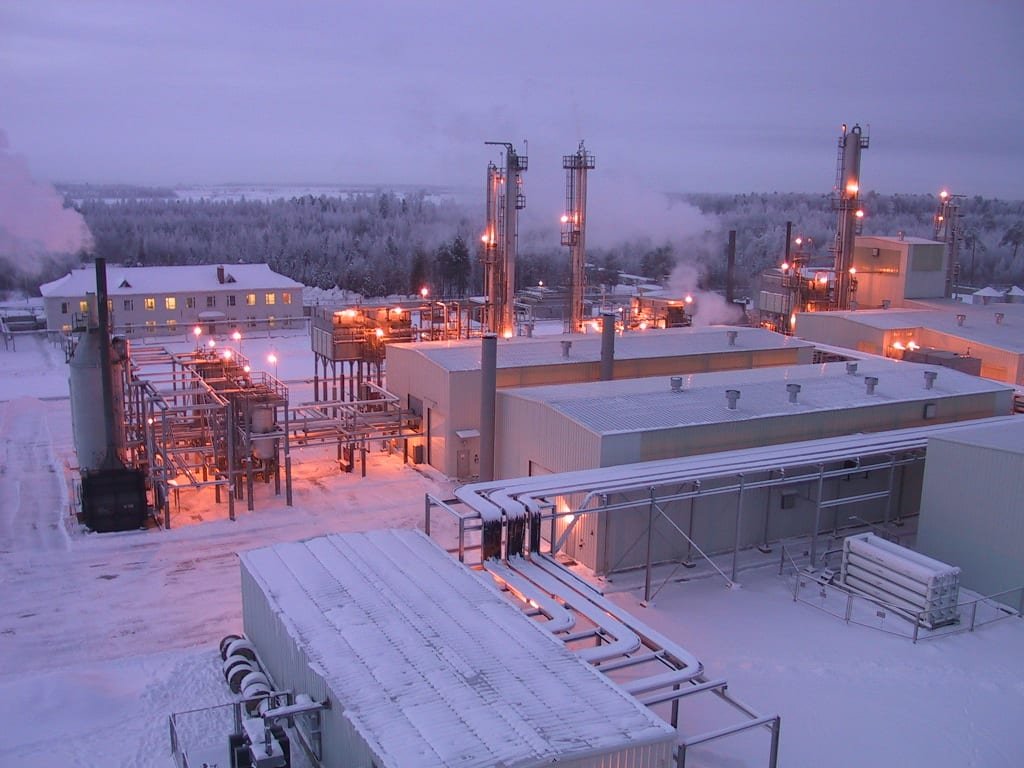 Illustrative photo of an oil refinery plant in winter