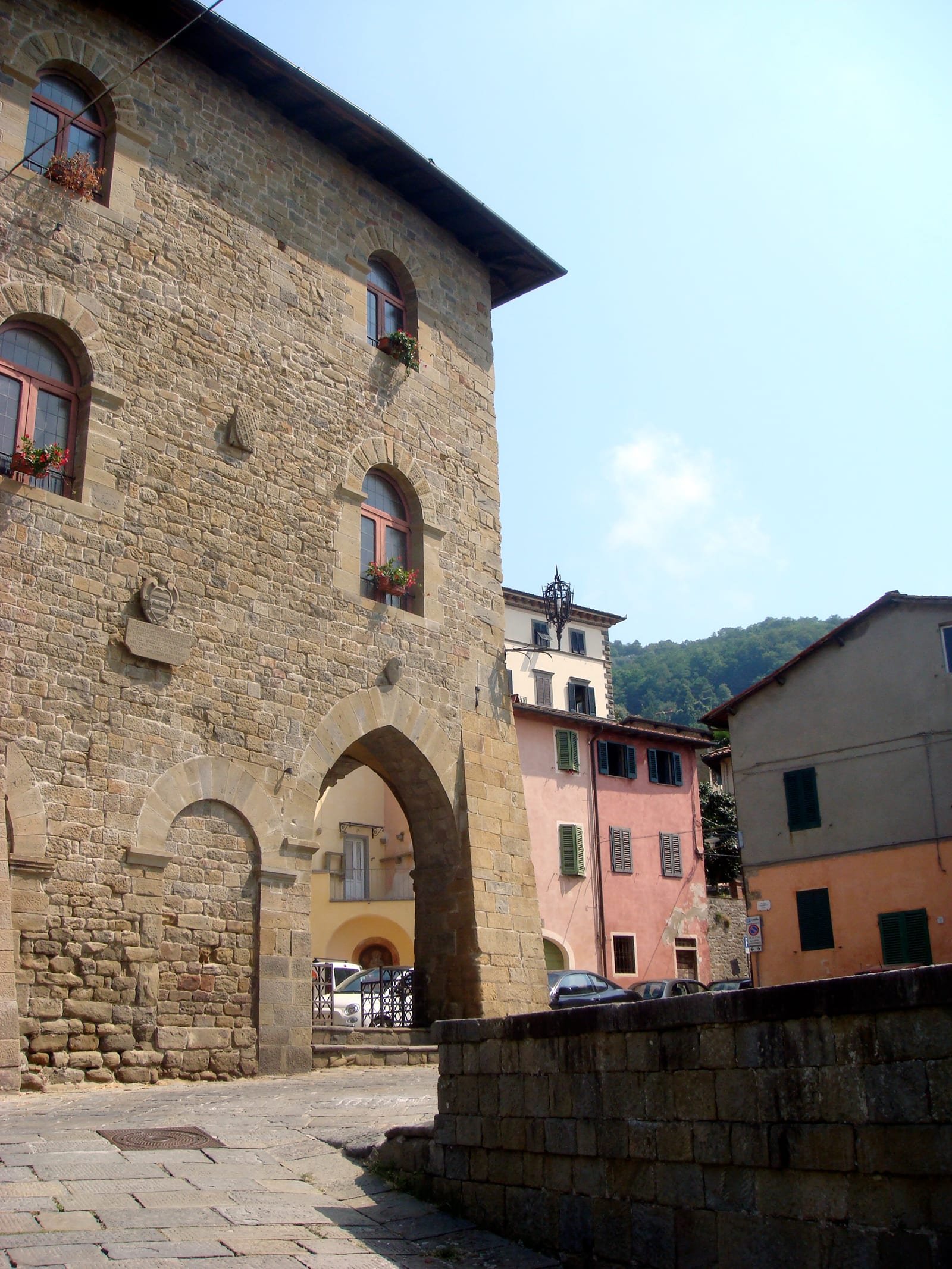 The Palazzo del Capitano and main square of Uzzano, a town in the Pistoia province of Tuscany.