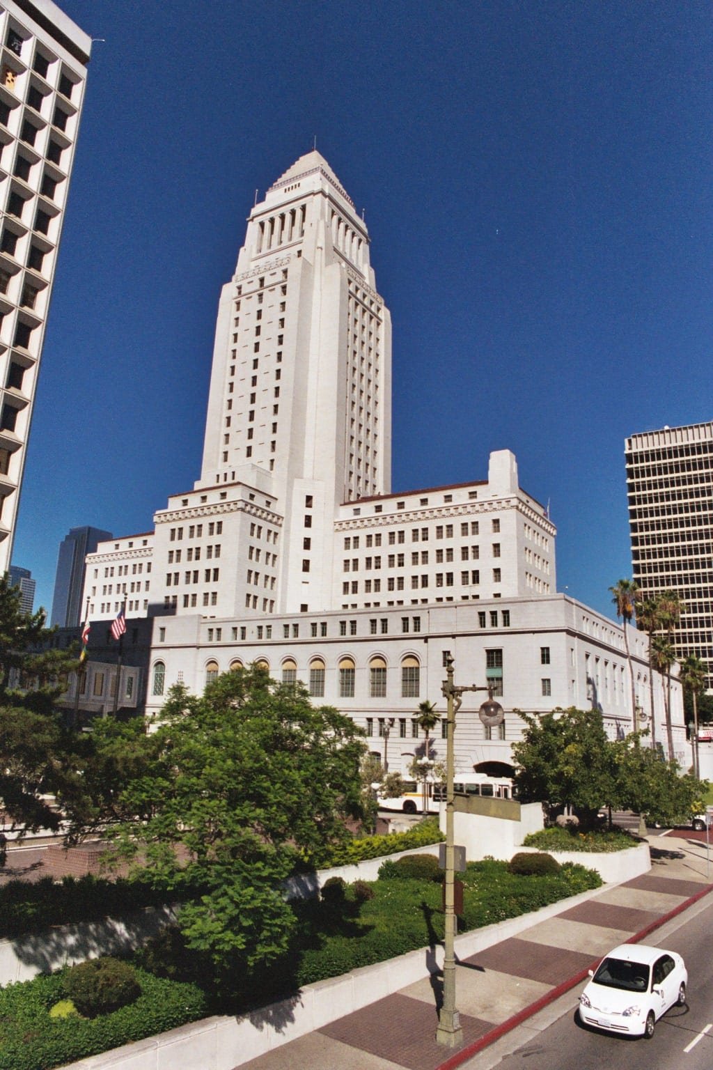 Los Angeles City Hall, the seat of the Los Angeles City Council, seen from outside.
